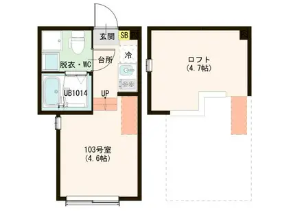 ハーモニーテラス東四つ木V(ワンルーム/1階)の間取り写真