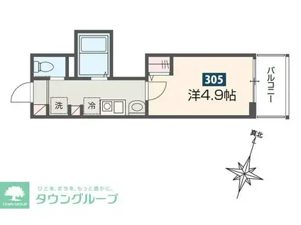 MELDIA与野本町III(1K/3階)の間取り写真