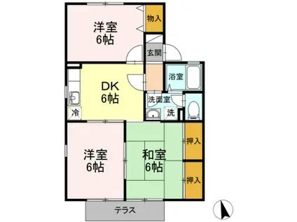 サンフローラアベ(3DK/1階)の間取り写真