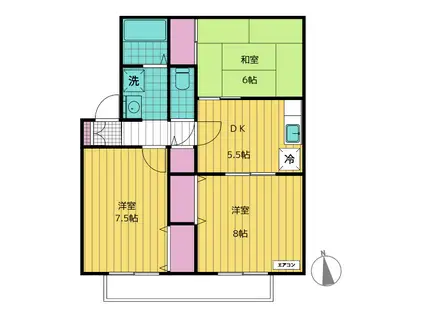 シャロームA棟(3DK/1階)の間取り写真