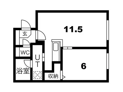 グラシアスII(1LDK/1階)の間取り写真