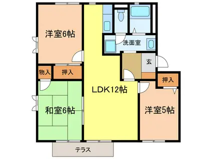 クレールハイツ(3LDK/1階)の間取り写真