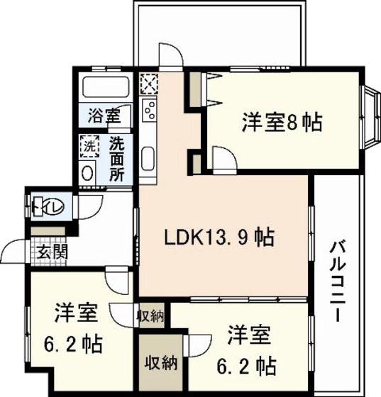 VILLAVERT(3LDK/3階)の間取り写真