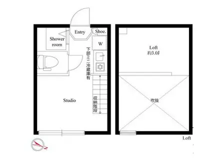 ハーモニーテラス西小岩V(ワンルーム/1階)の間取り写真