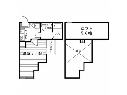ロフティ舟岡山(1K/2階)の間取り写真