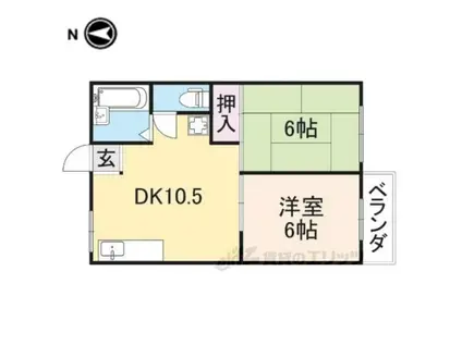 オブリガード・アイ1(2DK/2階)の間取り写真