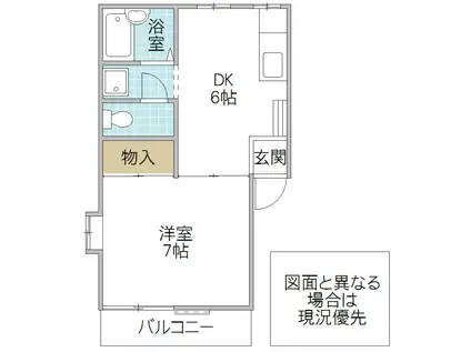 ウエストヒルズ(1DK/1階)の間取り写真