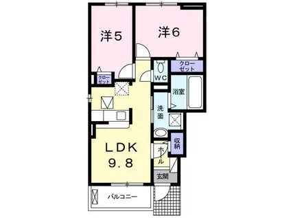 アネックス・KAKUSUI I(2LDK/1階)の間取り写真