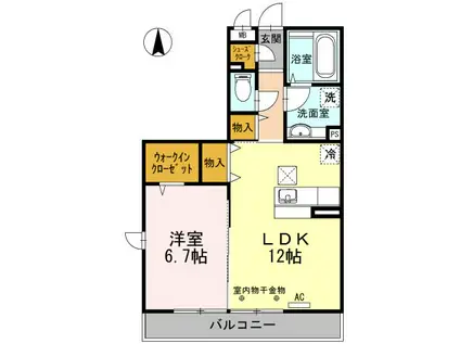 ラルーチェI(1LDK/1階)の間取り写真