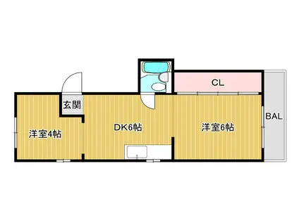 ウエムラビル(2DK/5階)の間取り写真