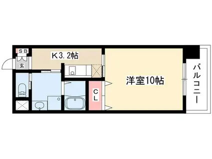 ファミーユ檀(1K/2階)の間取り写真