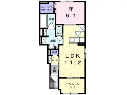 ヴィラ コンチェルト(1LDK/1階)の間取り写真