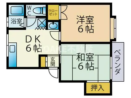 ハイライズつきみ野A(2DK/2階)の間取り写真