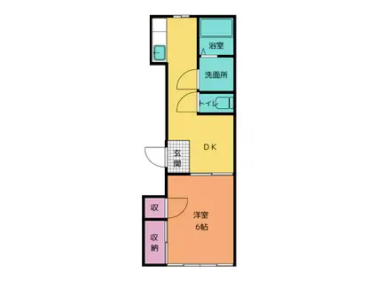 ダイムビル白子 C棟(1DK/2階)の間取り写真