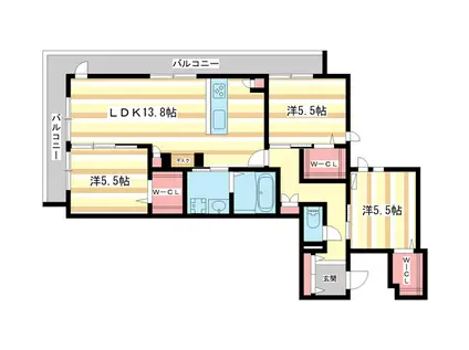 モンパルク生駒元町(3LDK/4階)の間取り写真