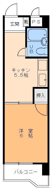 第二グランディール村瀬(1DK/4階)の間取り写真