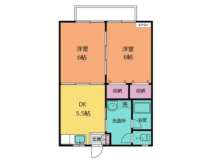 サンマリーA(2DK/1階)の間取り写真
