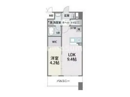 ニューリバー姪浜II(1LDK/8階)の間取り写真