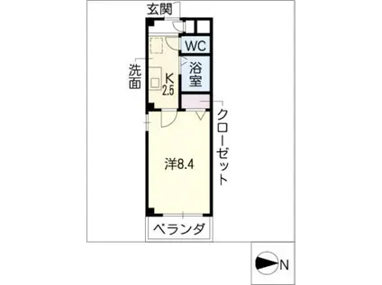 レジデンス司III(1K/2階)の間取り写真