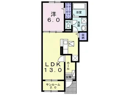 ベルセゾン・ルル I(1LDK/1階)の間取り写真