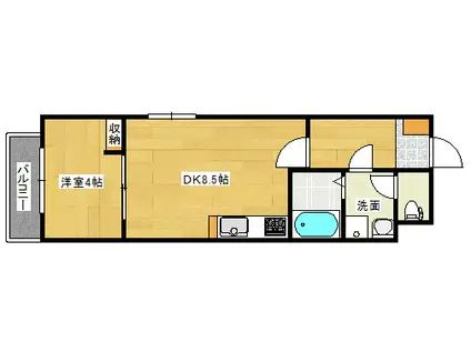 アルバステラ祇園(1LDK/1階)の間取り写真