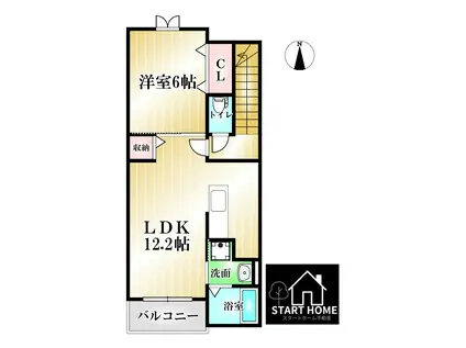 フィオーレNS IV-A(1LDK/3階)の間取り写真