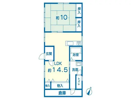 大久保町谷八木ハイツ(1LDK/1階)の間取り写真