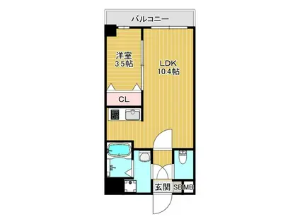 室見4丁目(1LDK/5階)の間取り写真