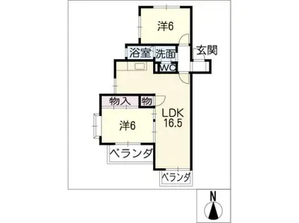 ユーロハイツ杁ヶ池(2LDK/3階)の間取り写真