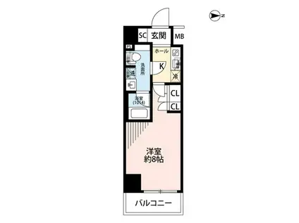 プレール・ドゥーク森下III(1K/6階)の間取り写真