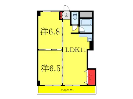 メゾン松しま(2LDK/3階)の間取り写真