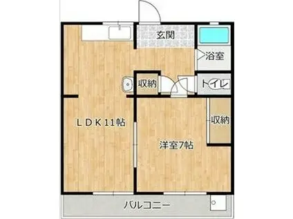 矢野ハイツ(1LDK/1階)の間取り写真