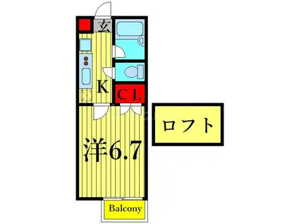 ザ・ロイヤルIII(1K/2階)の間取り写真