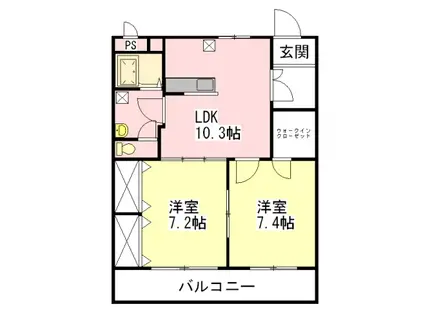 グラン・シエル弐番館(2LDK/3階)の間取り写真