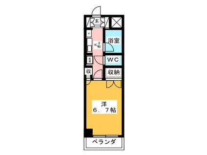 エトワール青森第1(1K/4階)の間取り写真