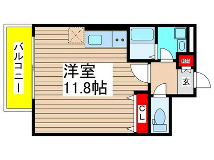 モクシオン稲毛小仲台(ワンルーム/3階)の間取り写真