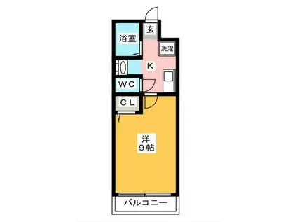 ラトゥール天神東(1K/3階)の間取り写真