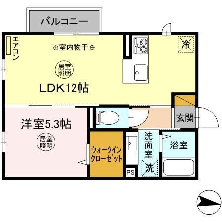 D-ROOM深谷津(1LDK/2階)の間取り写真