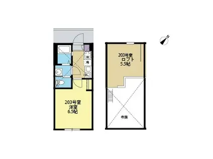 ソラーレ横浜反町(1K/2階)の間取り写真