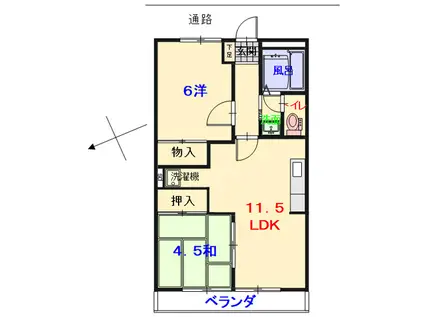 ヴァンベール西田(2LDK/2階)の間取り写真