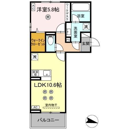 D-RESENA大橋I(1LDK/2階)の間取り写真