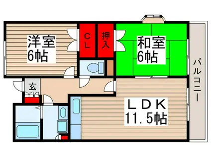 ポルシェ柏(2LDK/2階)の間取り写真