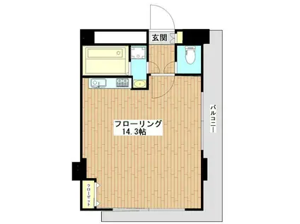 中銀目黒駅前マンシオン(ワンルーム/3階)の間取り写真