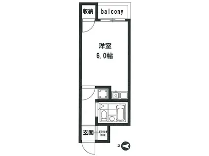 アップルコート元住吉(ワンルーム/1階)の間取り写真