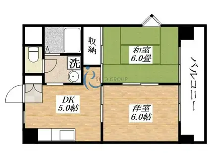 メゾンエコー(2DK/6階)の間取り写真