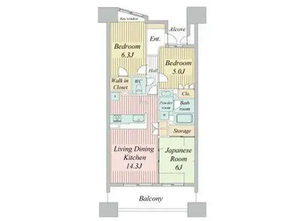 グランカーサ上前津(3LDK/15階)の間取り写真