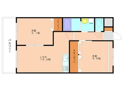 ピースフルアイ(2LDK/1階)の間取り写真