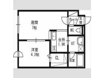 グランフォーレS(1LDK/2階)の間取り写真