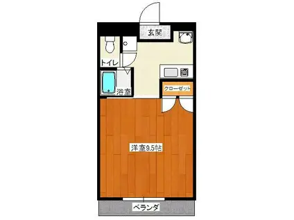 ブラッサムメイト(1K/3階)の間取り写真