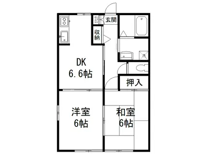 シェルレンバウム(2DK/1階)の間取り写真